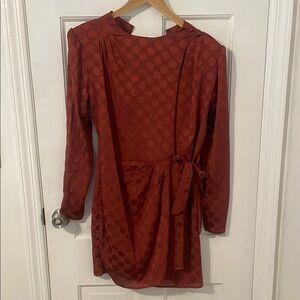 ASTR Rust Polka Dot Dress